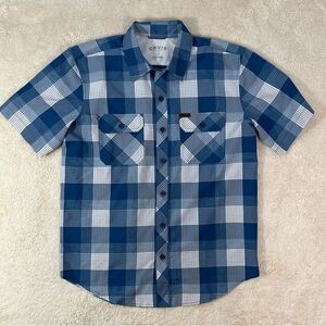 ORVIS Men's Blue Plaid Short Sleeve Button Down Shirt Size Medium